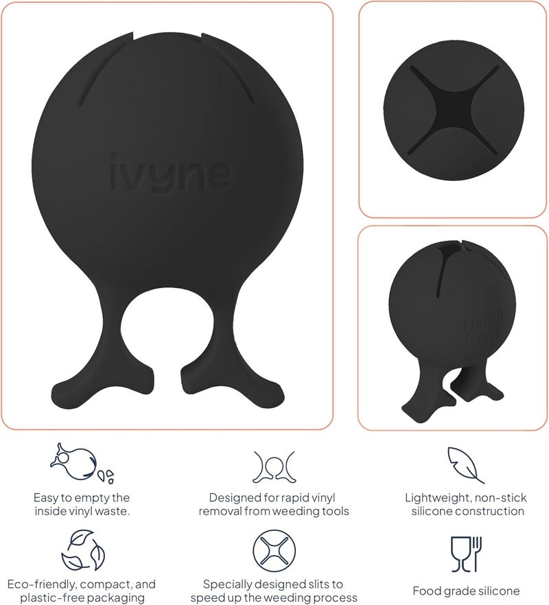 iVyne Handi Berry - Vinyl Weeding Scrap Collector, Portable Handheld Scrap Collector Ring, Weeding Tools for Vinyl Heat Transfer, HTV Crafting & Adhesive Paper Sheets Holder, (Black) - Image 4